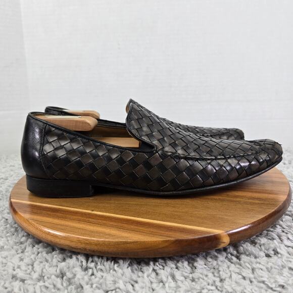 Paul Fredrick Mens 9.5 Brown Checkered Woven Casual Lifestyle Loafer Dress Shoe main image 9
